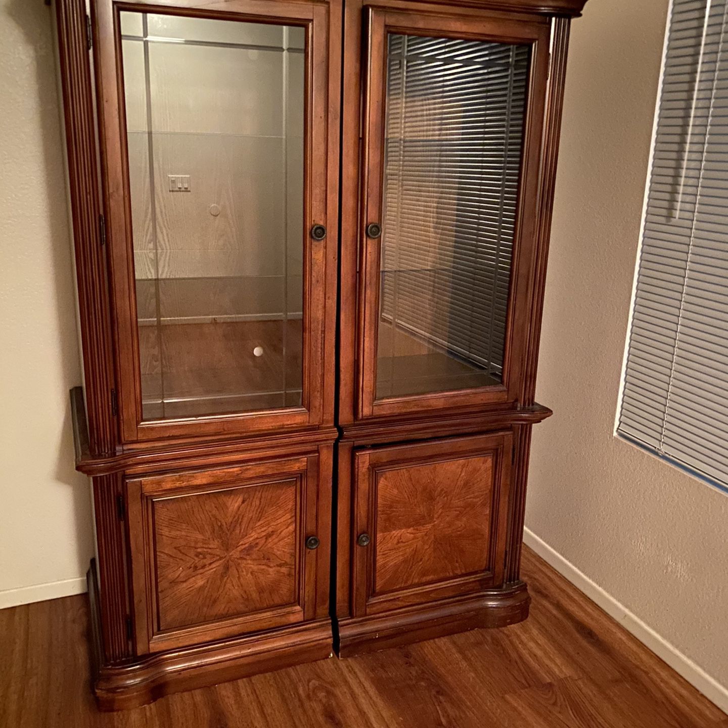 Two Display Cabinets Each With 2glass Shelves  , Each Cabinet Has A Bottom Drawer For Extra Storage...$40 OBO