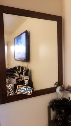 Wood frame mirror