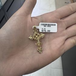 .925 Sterling Silver Gold Plated Cross Pendant 