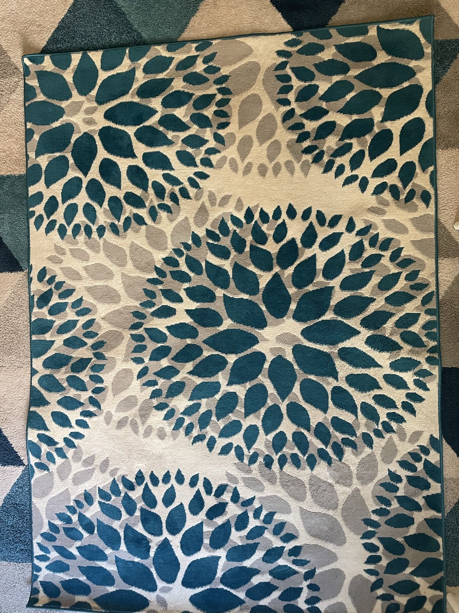 5’ X 7’ Teal Rug Very Easy To Clean