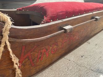 Antique Wooden sled with Red Cushion
