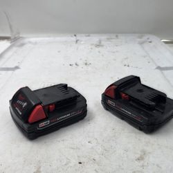 set 2 Milwaukee M18 Battery 1.5Ah 48-11-1815 18V  Red Lithium Ion 