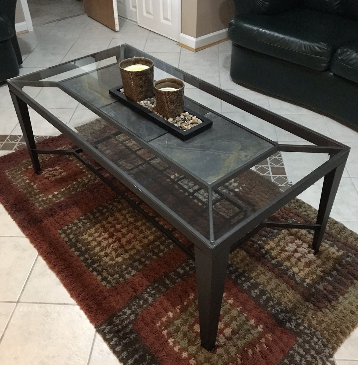 Glass Center And Side Side Tables (metal frame) 2 Side And 1 Center