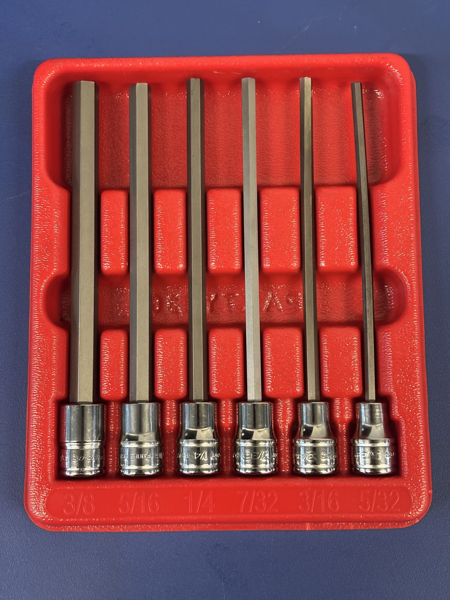 Snap-on Tools 6 pc 3/8" Drive SAE Extra-Long Hex Bit Socket Driver Set