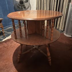 Vintage Wood Round Table 