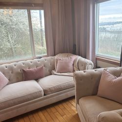 Macy’s Tufted Velvet Sofa & Armchair Set – $300 OBO (MUST GO!)