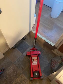PITTSBURGH 3 Ton Low-Profile Floor Jack with RAPID PUMP, red