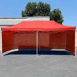 (NEW) $225 Heavy-Duty 10x20 ft Canopy w/ 4 Sidewalls, Outdoor Patio Pop Up Tent Gazebo with Carry Bag, Black
