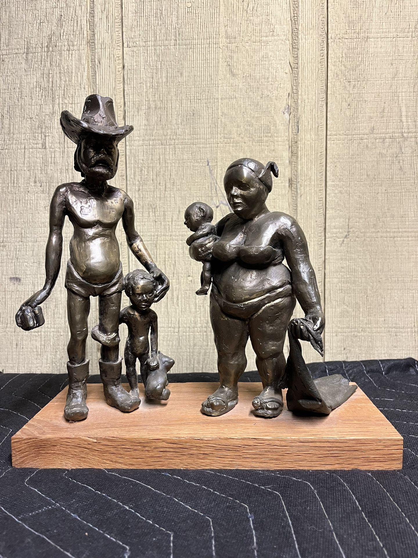 Vintage - Bronze Sculpture American Modern Realism - “Proud Parents” By Artist Mark Hopkins