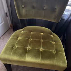 2 Accent Olive Velvet Chairs