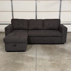 New Dark Brown Couch / Sofa Bed Sectional with Chaise (Can Deliver)