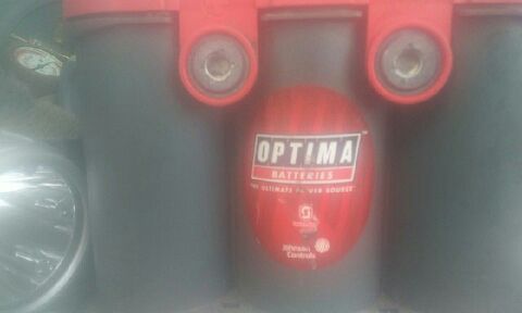 Red top Optima automotive battery. Top or side post like new