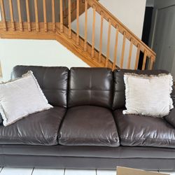 Brown Leather Couch 