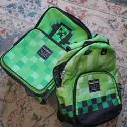 Minecraft Backpack And Roller Bag For Travel