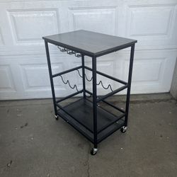 Carrito de bar, carrito de servir con ruedas, soportes de vidrio, soportes para vino, 15.7 x 23.6 x 32.3 pulgadas, industrial, para bar en casa, cocin
