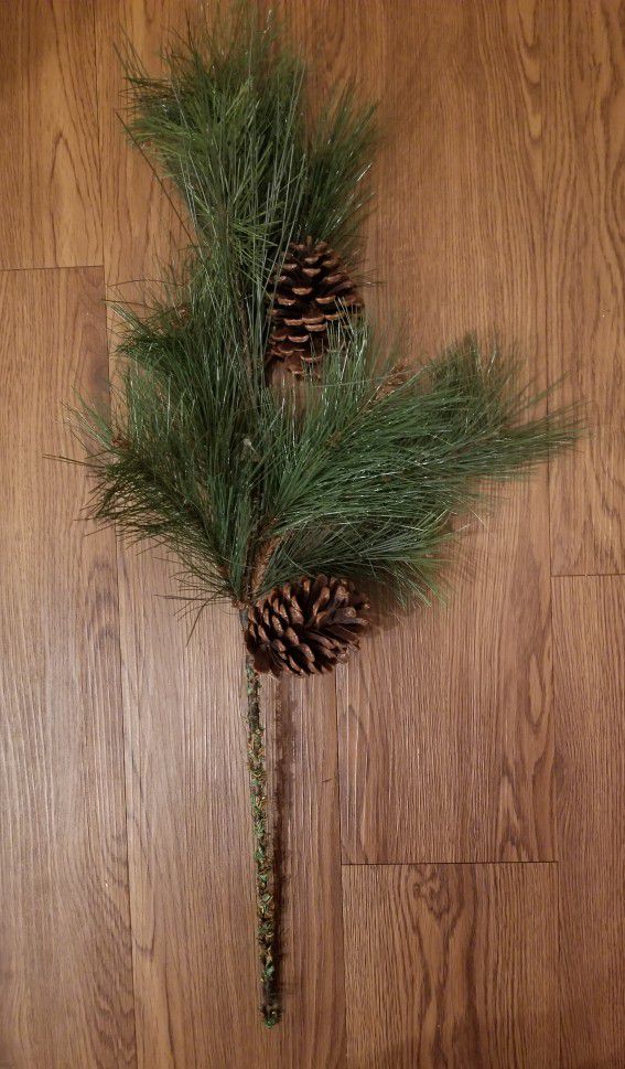Ashland Evergreen Branch W/Two Pine Cones/New 