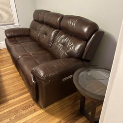Comfortable, Stylish, Leather Reclining Couch