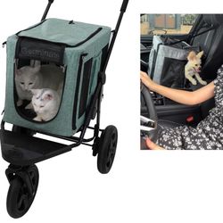 3 in 1 Dog Cat Stroller with Detachable Carrier Small Medium 10 30 50 Lbs 2 Two Double All Terrain
