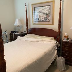 Queen Size Vintage “Rice Bed” Dresser And Highboy