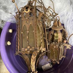 Ser Of 3 Italian Wrought Iron Lanterns  
