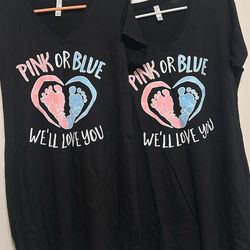 Gender reveal t-shirt dresses