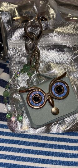 Owl Face Keychain with Beaded Chain