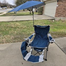 Foldable Beach Recliner Chair wi UPF 50+ Adjustal Umbrella for Outdoor Camping