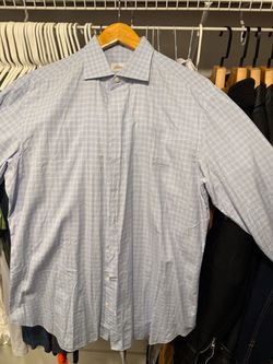 Brioni Men’s Light Blue Plaid Dress Shirt – Made in Italy