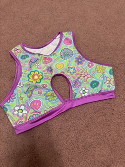 New 3x crop top daisy festival rave 60s edc trippy hippie smiley face shirt