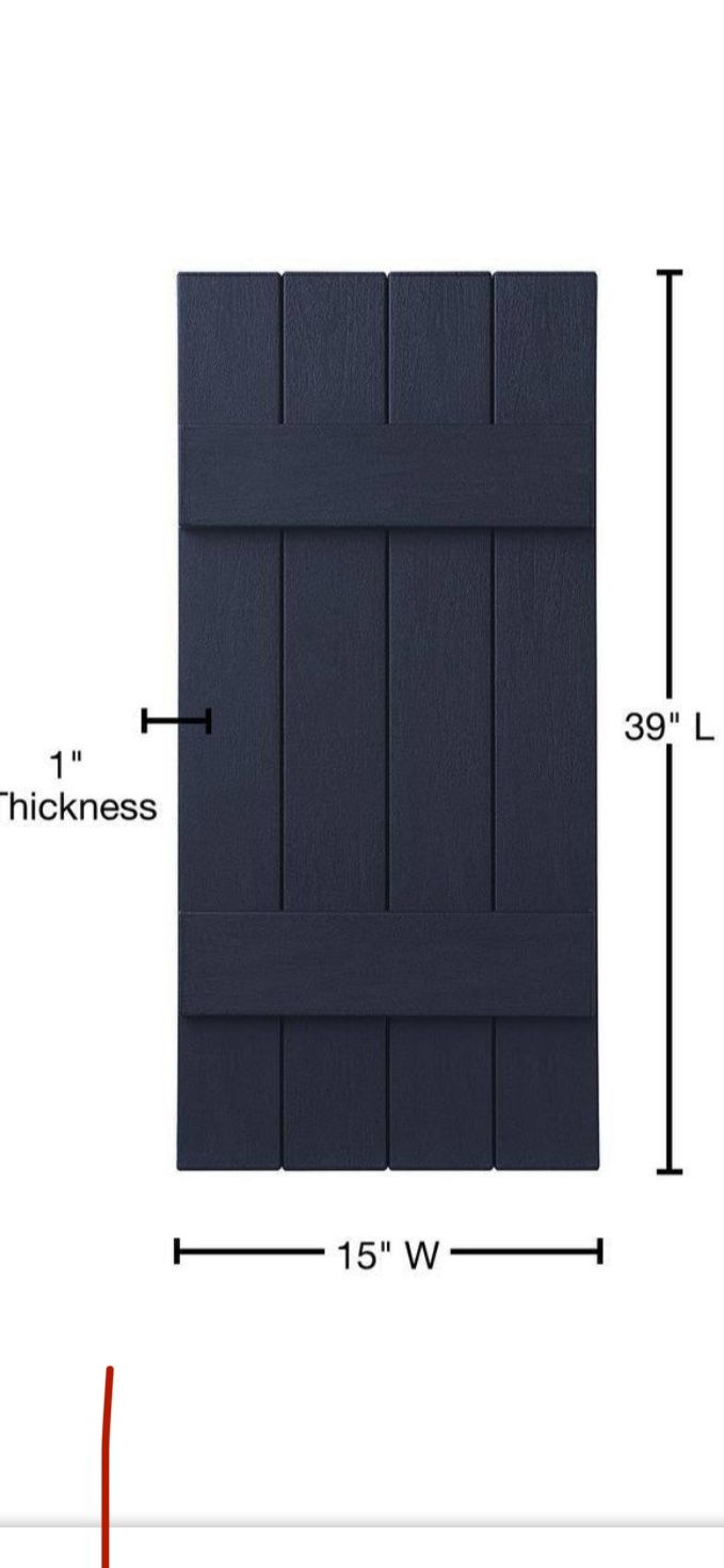 “New” 15”x 39” Polypropylene 4-Board Closed Board and Batten Shutters in Dark Navy (2 pairs)
