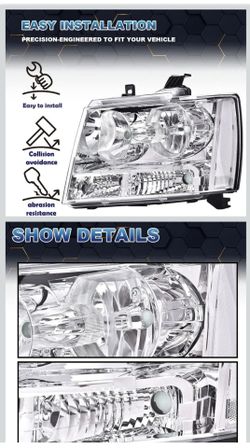 Headlight Set For 2007-2014 Chevy Tahoe Subarban/2007-2013 Chevy Avalanche
