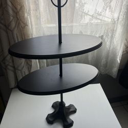 VTG Magnolia Home Wood&Cast iron adjustable 2 Tier Oval Pedestal 25” Tall 