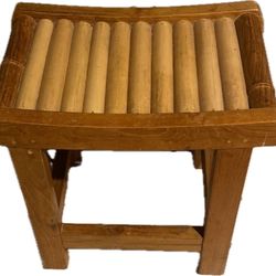 Vintage Warisan Bamboo/Teak Low Stool