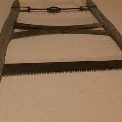 Antique Rustic Two-Man Crosscut Saw – Vintage Logging Tool / Cabin Decor