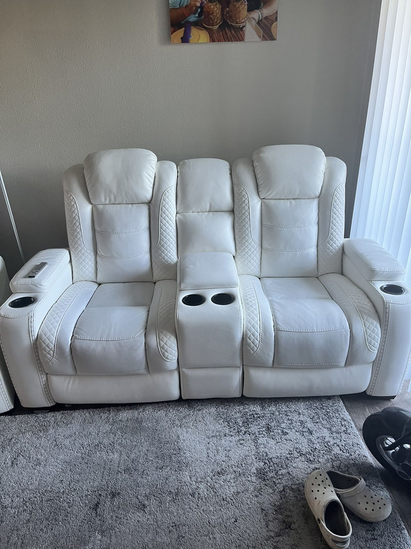 Ashley Furniture.  White Leather Couches