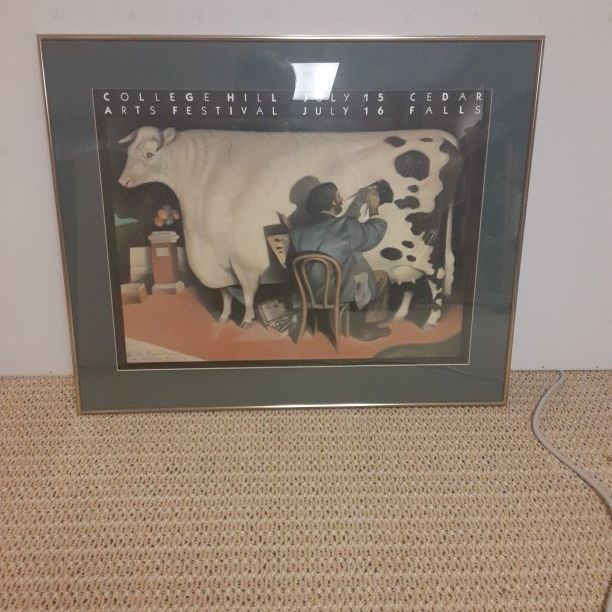 Nice Print of artist Painting spots on Cow