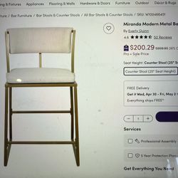 Never Been Used -counter Stool - Perfect Fit Vanity 