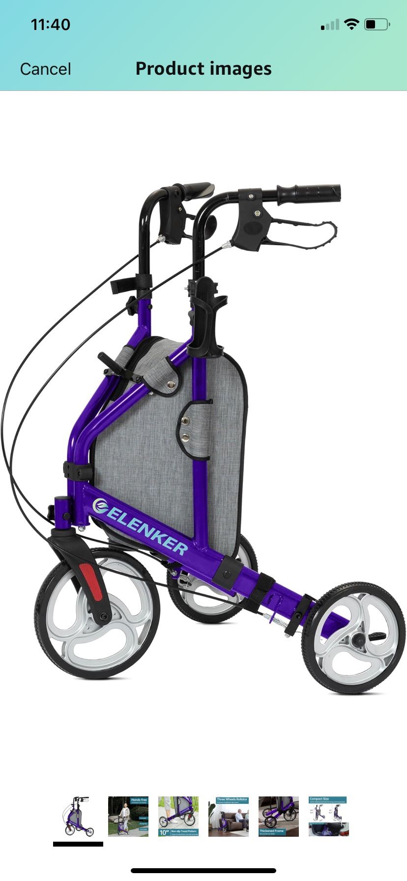 ELENKER 3 Wheel Rollator Walker