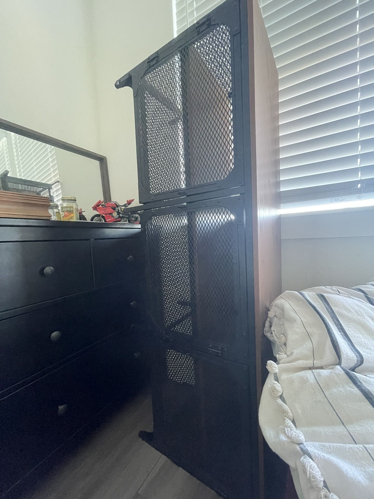 3 Section Metal And Wood Cabinet/TV Stand