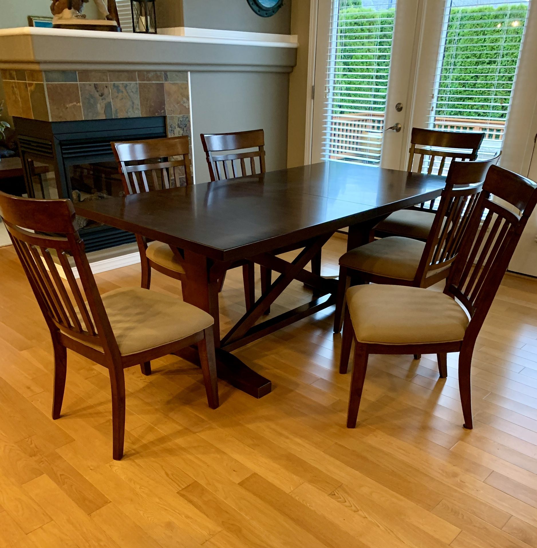 Solid Wood Dining Table + 6 Matching Chairs