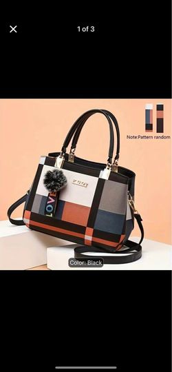 Plaid Decorated Wo 's Fashion Small Handbag with Ball Decoration Multi-Layer Mini Handbag Suitable f