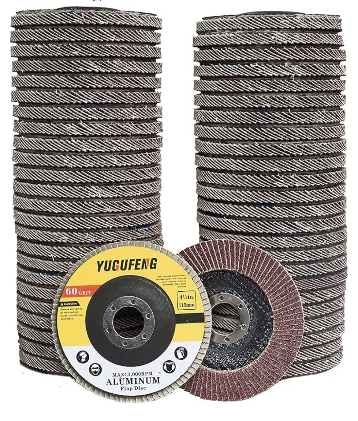 40PC 4.5 Inch Flap Discs - 60 Grit Aluminum Oxide Grinding Wheels