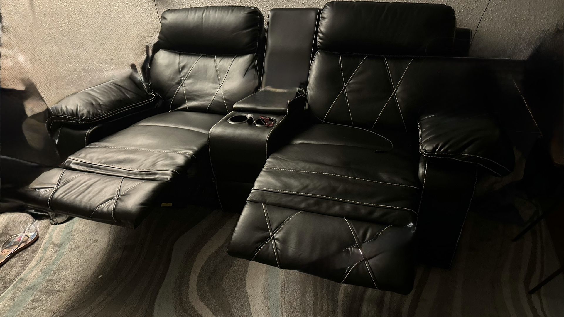 2 Seat Reclining sofa With Middle Sofa And Storage