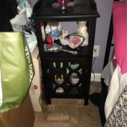 Beautiful ! Black Wooden Night Stand / Side Table With Extra Shelf & Door With Storage Space 