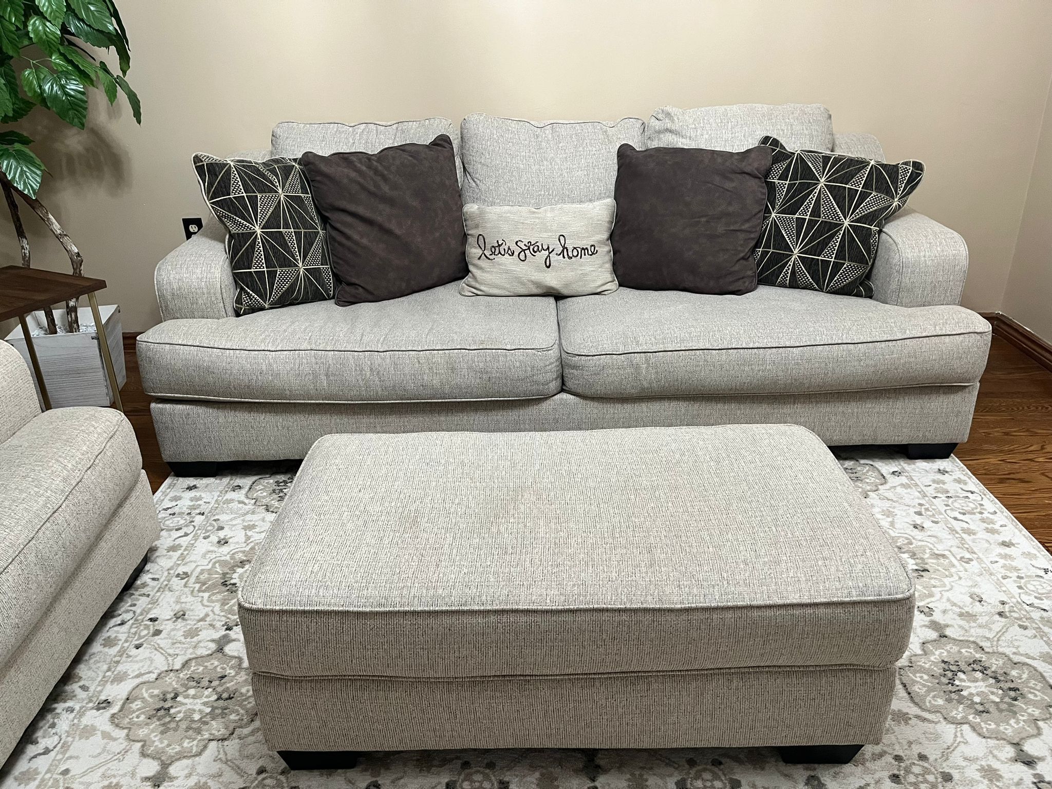 4 pc Marciana Bisque Sofa, Love Seat, Armchair and Ottoman and Pillows