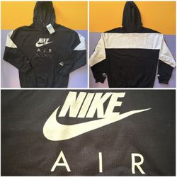 Nike Air Fleece Pull Over Hoodie Black White HJ0273 010 Men's  