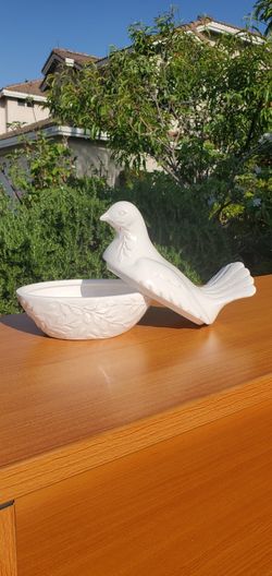 Ironstone Dove Dish