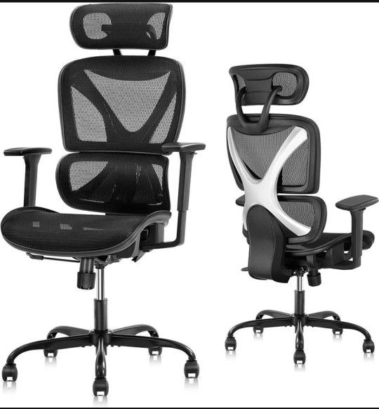 GABRYLLY Office Chair, Large Ergonomic Desk Chairs, High Back Computer Chair with Lumbar Support, 3D Armrest, Breathable Mesh, Adjustable Headrest, Er