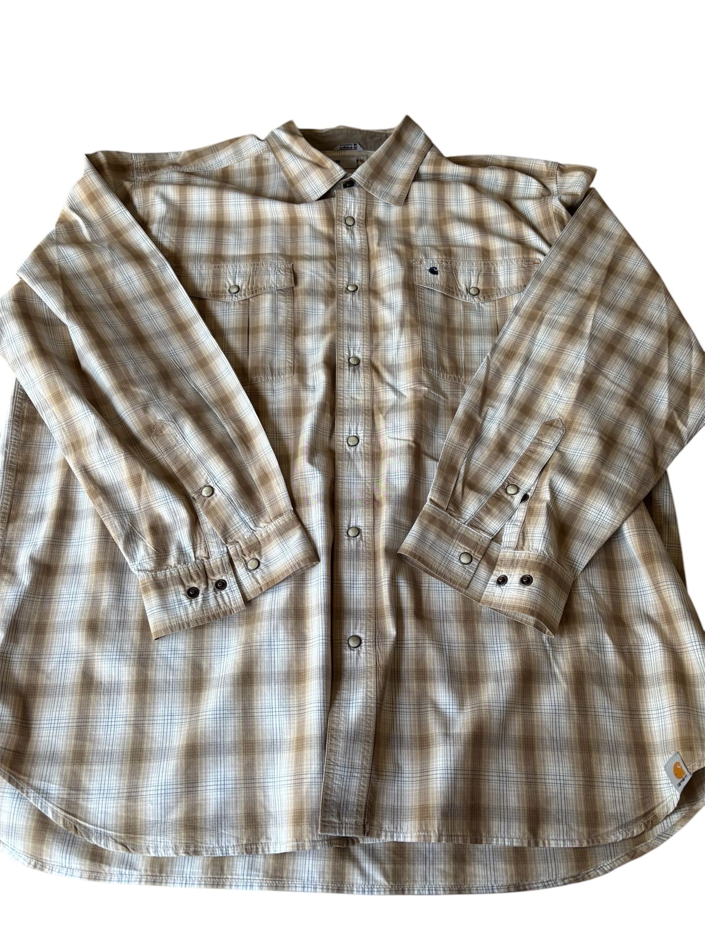 Carhartt Shirt Men's 2XL Pearl Snap Western Relaxed Fit Plaid
