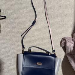 Kate Spade Arbour Hill Charline Top Handle Crossbody Leather Bag Blue Pink Grey 